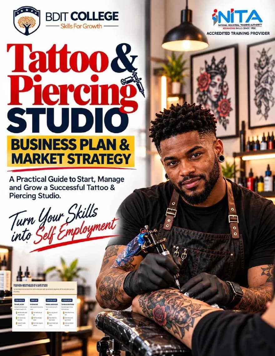 Tattoo and Piercing Studio Business Plan and Market Strategy book cover